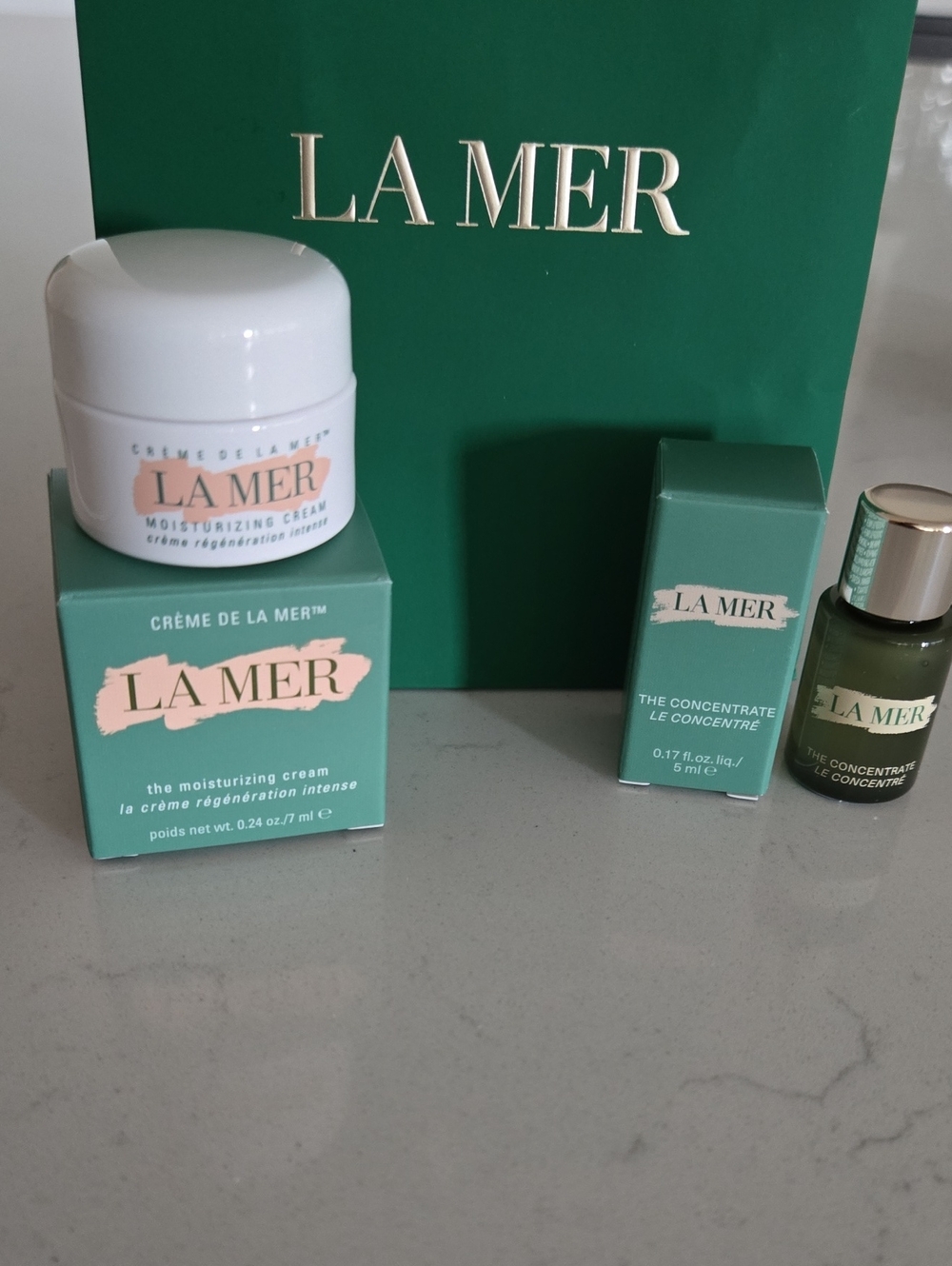 New never used La Mer Moisturizing Cream Creme De La Mer 7ml & Concentrate Trvl